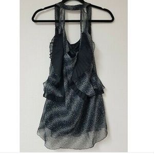 Cecico Sheer Ruffled Strappy Back Sleeveless Top